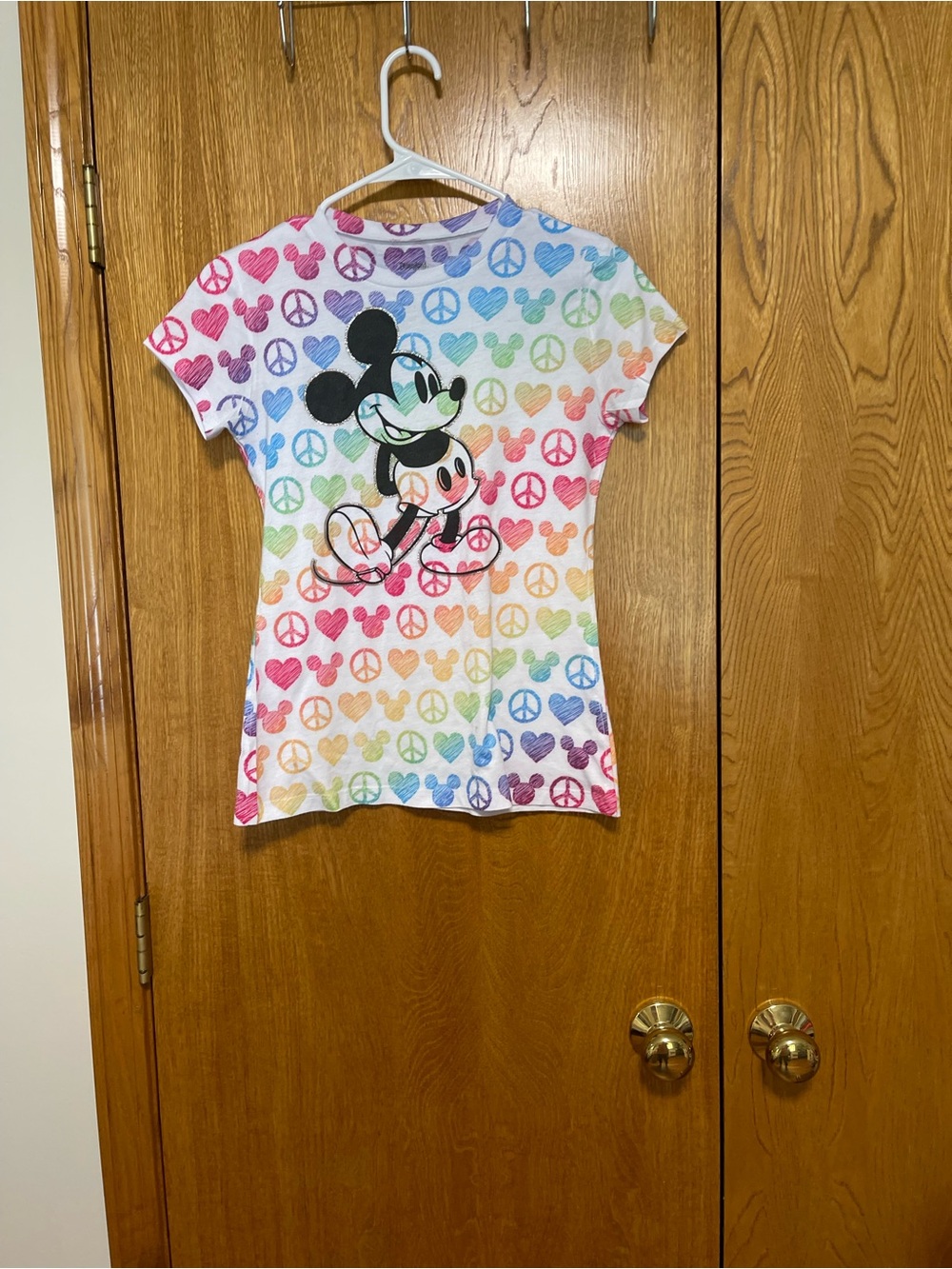Disney Girls' Short Sleeve Rainbow Mickey Mouse Tee - White Multicolor
